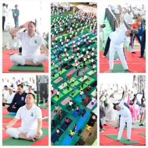 मुख्यमंत्री ने बनबसा में किया सामूहिक योगाभ्यास, योग को दैनिक जीवन का हिस्सा बनाने का किया आह्वान
